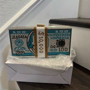 Crystal Money Clutch with Gold Accent